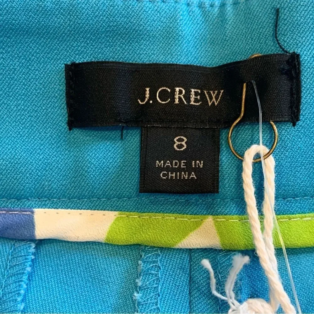 J Crew Hayden Kickout Crop Pant in Bi-Stretch Cotton Turquoise Size 8